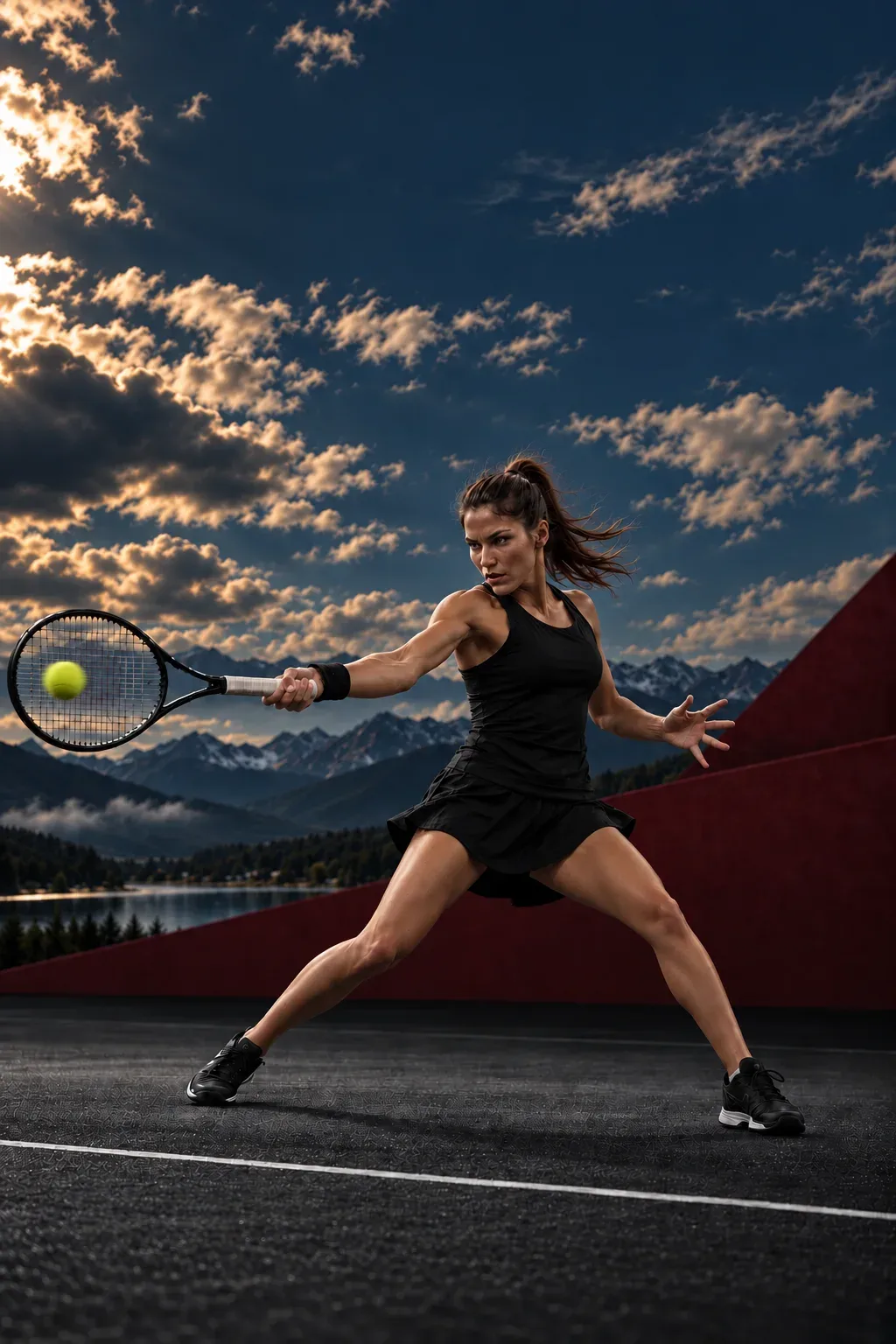 Joueuse de tennis pendant un coup droit